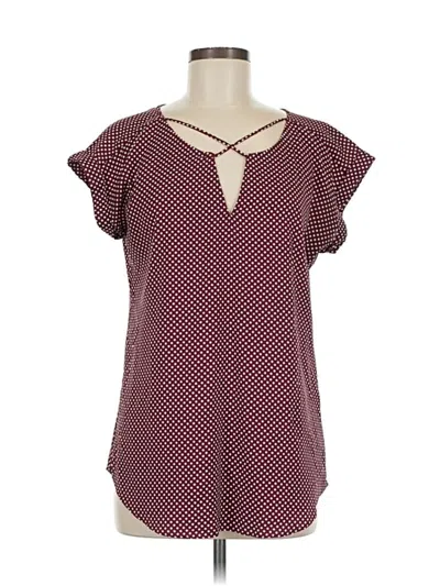 Pre-owned Express Outlet Short Sleeve Blouse In Burgundy