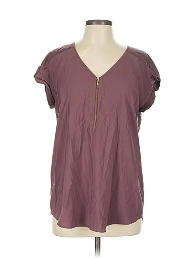 Pre-owned Express Outlet Short Sleeve Blouse In Burgundy
