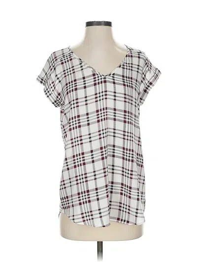 Pre-owned Express Outlet Short Sleeve Blouse In Burgundy
