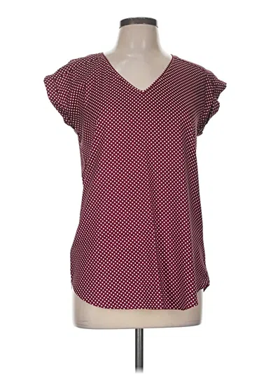 Pre-owned Express Outlet Short Sleeve Blouse In Burgundy