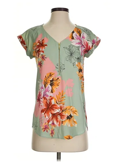 Pre-owned Express Outlet Short Sleeve Blouse In Green