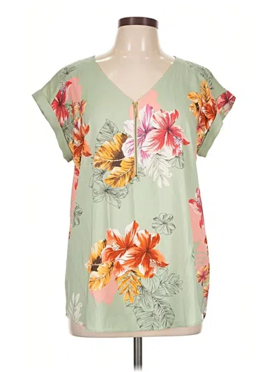 Pre-owned Express Outlet Short Sleeve Blouse In Green