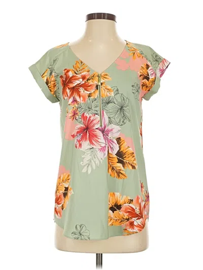 Pre-owned Express Outlet Short Sleeve Blouse In Green