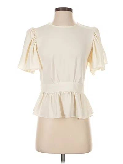 Pre-owned Express Outlet Short Sleeve Blouse In Ivory