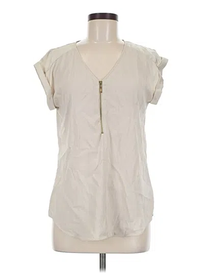Pre-owned Express Outlet Short Sleeve Blouse In Ivory