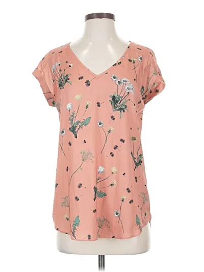 Pre-owned Express Outlet Short Sleeve Blouse In Pink