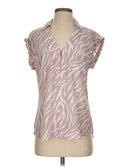 Pre-owned Express Outlet Short Sleeve Blouse In Pink