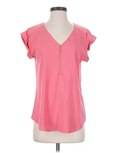 Pre-owned Express Outlet Short Sleeve Blouse In Pink