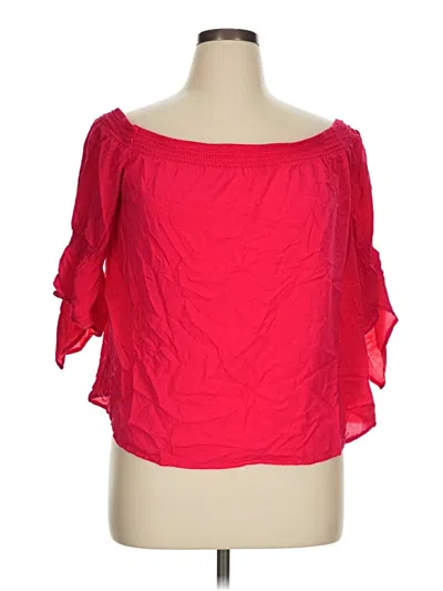 Pre-owned Express Outlet Short Sleeve Blouse In Red
