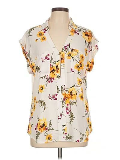 Pre-owned Express Outlet Short Sleeve Blouse In White