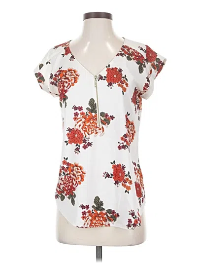 Pre-owned Express Outlet Short Sleeve Blouse In White
