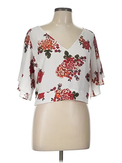 Pre-owned Express Outlet Short Sleeve Blouse In White