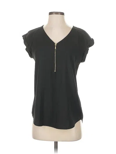 Pre-owned Express Outlet Short Sleeve Top Black Keyhole Neckline Tops