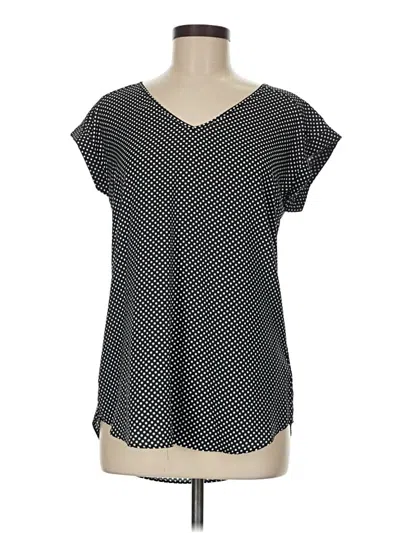 Pre-owned Express Outlet Short Sleeve Top Black Polka Dots Pattern V Neck Tops