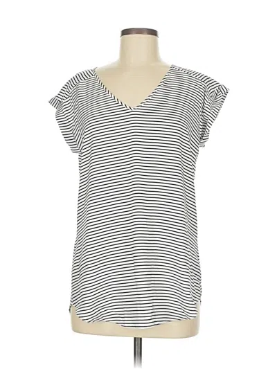 Pre-owned Express Outlet Short Sleeve Top Gray Stripes Pattern V Neck Tops