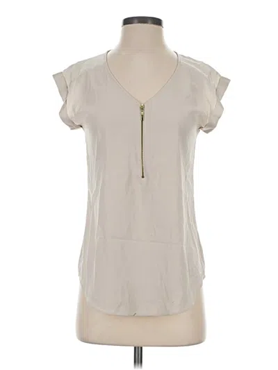 Pre-owned Express Outlet Short Sleeve Top Ivory Keyhole Neckline Tops