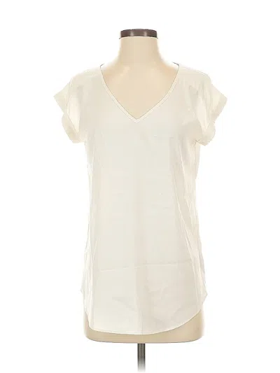 Pre-owned Express Outlet Short Sleeve Top Ivory V Neck Tops In White