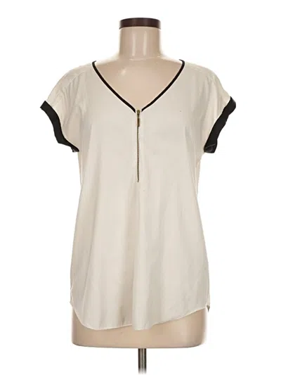 Pre-owned Express Outlet Short Sleeve Top Ivory V-neck Tops