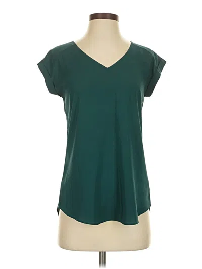Pre-owned Express Outlet Short Sleeve Top Teal V Neck Tops In Blue