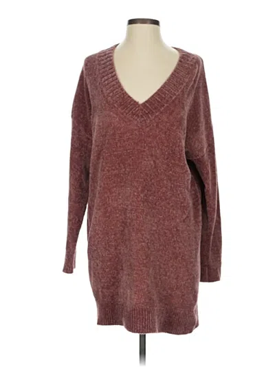 Pre-owned Express Pullover Sweater In Burgundy