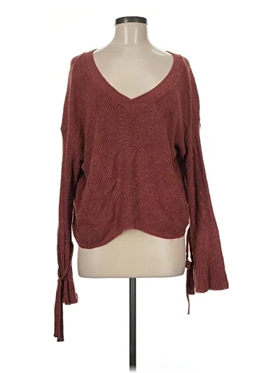 Pre-owned Express Pullover Sweater In Burgundy