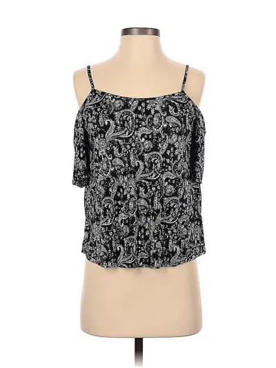 Pre-owned Express Short Sleeve Blouse In Black