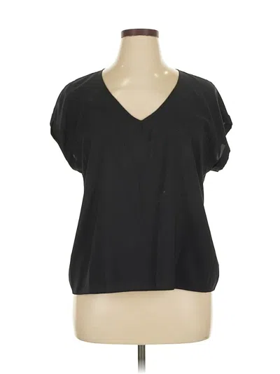 Pre-owned Express Short Sleeve Blouse In Black