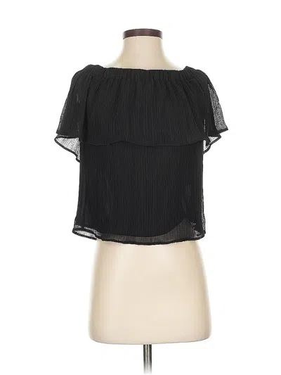 Pre-owned Express Short Sleeve Blouse In Black