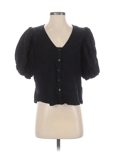 Pre-owned Express Short Sleeve Blouse In Black