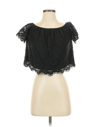 Pre-owned Express Short Sleeve Blouse In Black