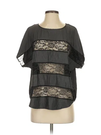 Pre-owned Express Short Sleeve Blouse In Black