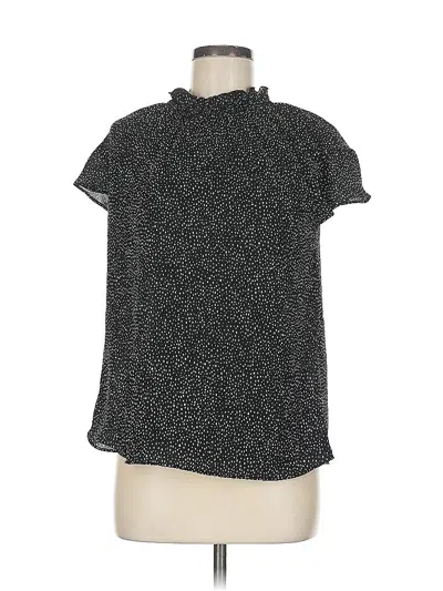 Pre-owned Express Short Sleeve Blouse In Black
