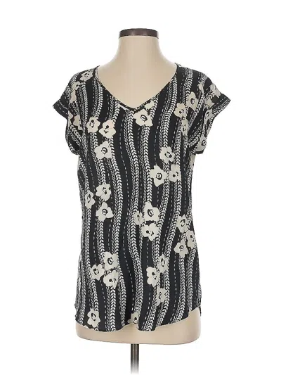 Pre-owned Express Short Sleeve Blouse In Black