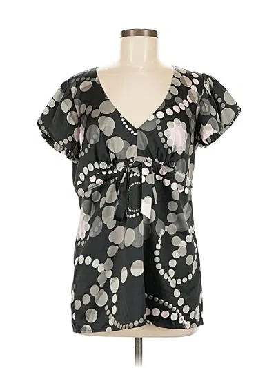 Pre-owned Express Short Sleeve Blouse In Black