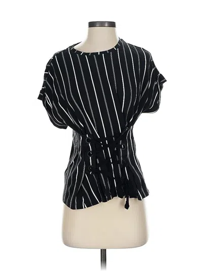 Pre-owned Express Short Sleeve Blouse In Black