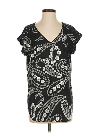 Pre-owned Express Short Sleeve Blouse In Black