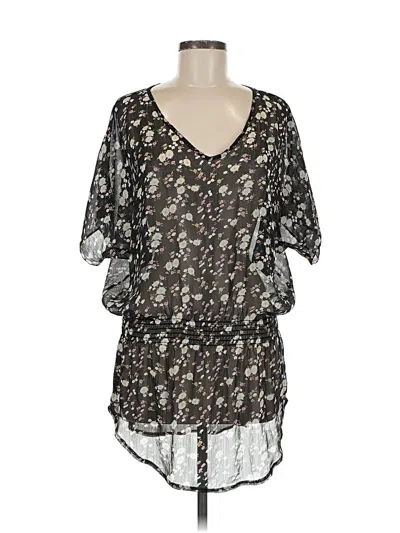 Pre-owned Express Short Sleeve Blouse In Black
