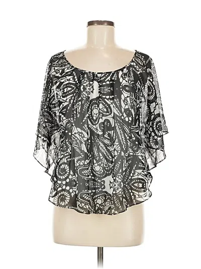 Pre-owned Express Short Sleeve Blouse In Black