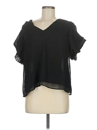 Pre-owned Express Short Sleeve Blouse In Black