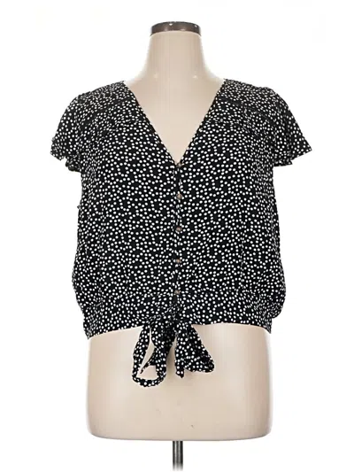 Pre-owned Express Short Sleeve Blouse In Black