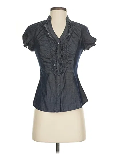 Pre-owned Express Short Sleeve Blouse In Black
