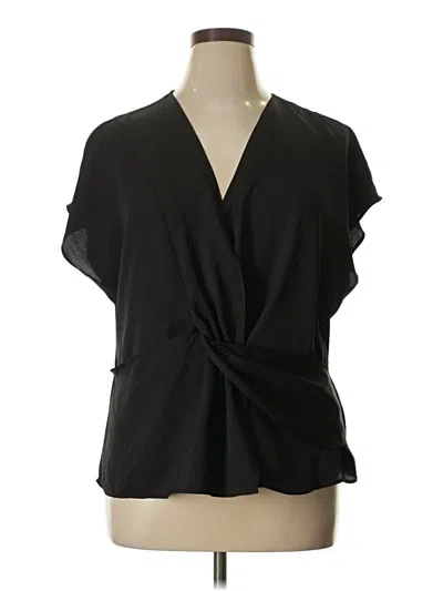 Pre-owned Express Short Sleeve Blouse In Black