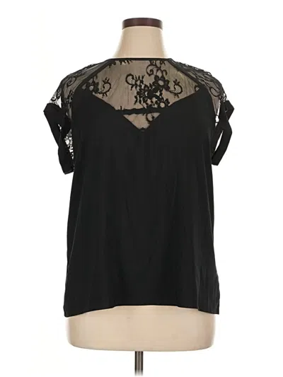 Pre-owned Express Short Sleeve Blouse In Black