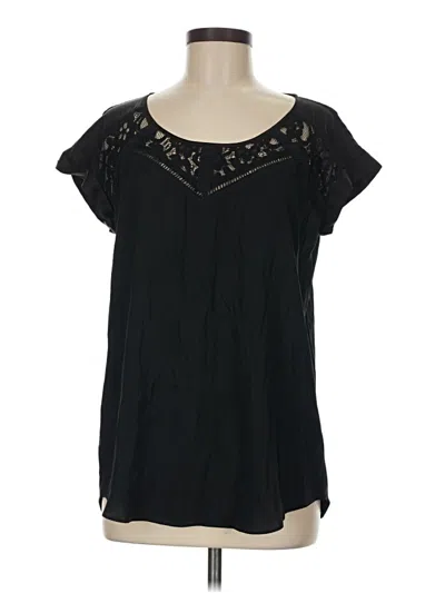 Pre-owned Express Short Sleeve Blouse In Black