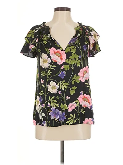 Pre-owned Express Short Sleeve Blouse In Black