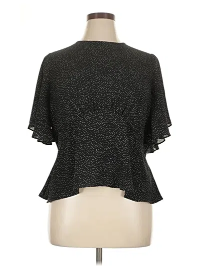 Pre-owned Express Short Sleeve Blouse In Black