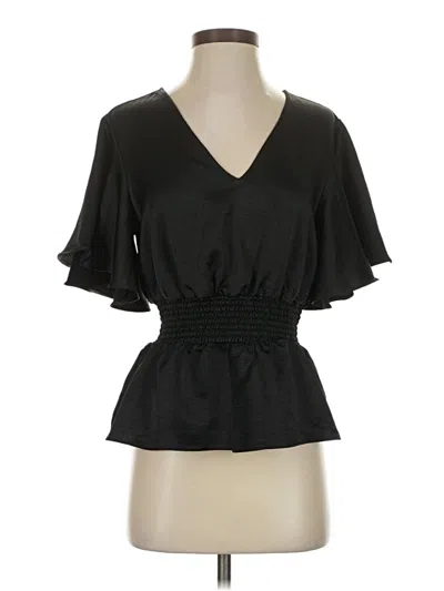 Pre-owned Express Short Sleeve Blouse In Black