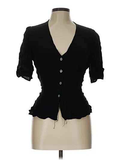 Pre-owned Express Short Sleeve Blouse In Black