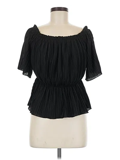 Pre-owned Express Short Sleeve Blouse In Black