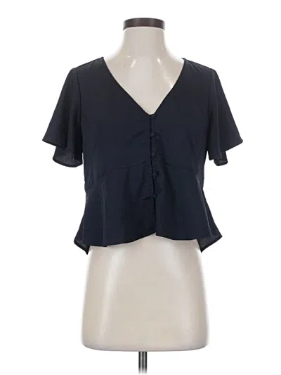 Pre-owned Express Short Sleeve Blouse In Black
